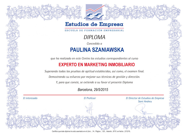 Certyfikaty Paulina Szaniawska