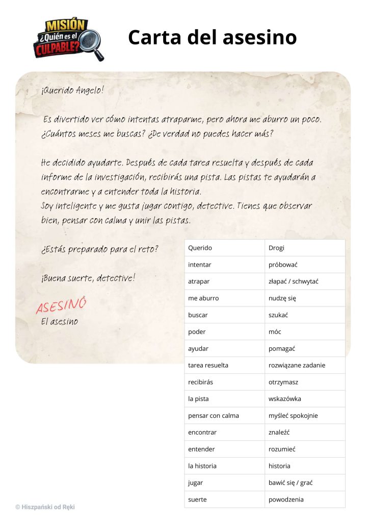 gra detektywistyczna po hiszpańsku gotowy pdf