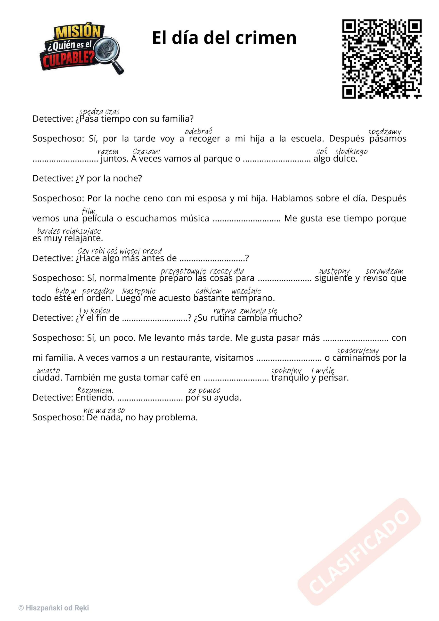 gra detektywistyczna po hiszpańsku gotowy pdf