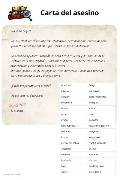 gra detektywistyczna po hiszpańsku gotowy pdf