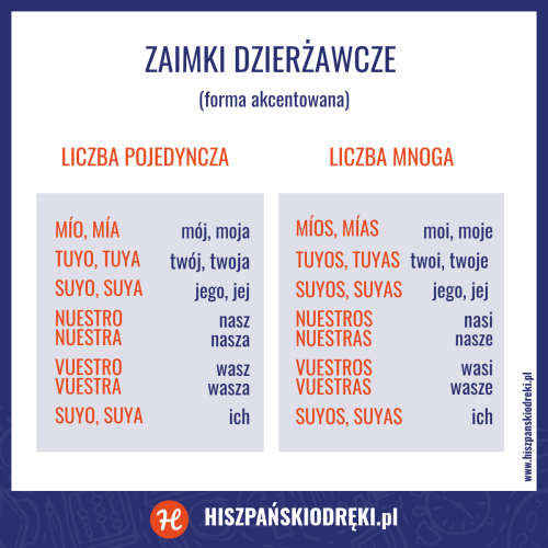 zaimki dzierżawcze w hiszpańskim